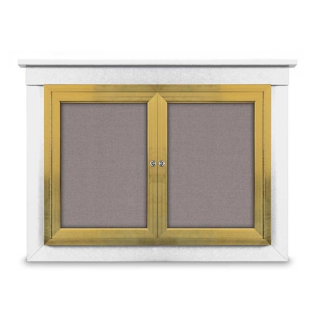 United Visual Products 48"x36" 2-Door Enclosed Letterboard, Blue Vinyl/Lt Oak UV2624O-LTOAK-BARBLU